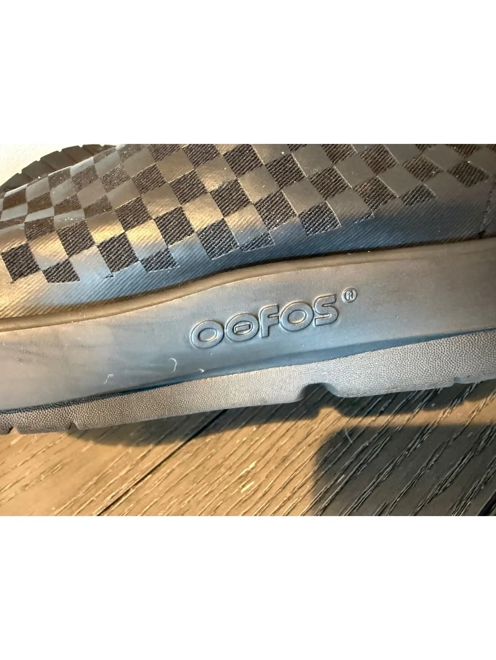 Oofos Black Slip-On Shoes Size 14